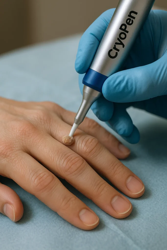 example of cryopen wart removal Grimsby treatment on a persons finger