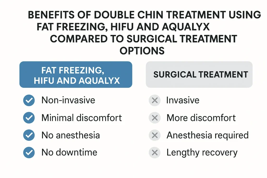 Graphic about the benefits of double chin treatment Grimsby - from LA LIPO