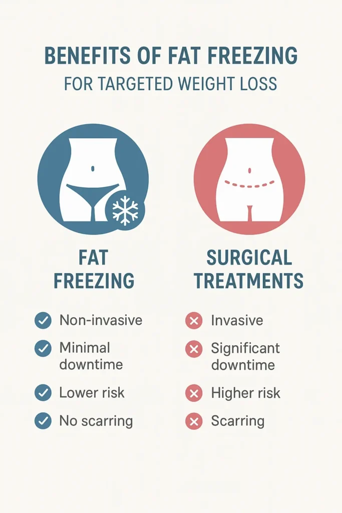 graphic showing the benefits of fat freezing Grimsby