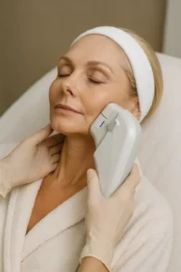 Woman receiving HIFU non surgical facelift treatment Grimsby