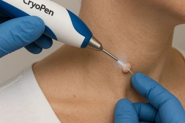 Person receiving Cryotherapy skin tag removal Grimsby