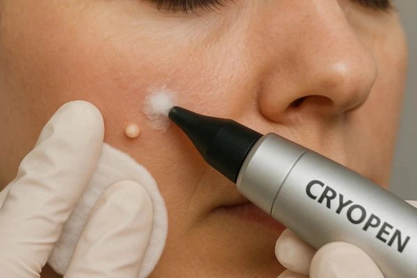 Woman receiving milia removal treatment Grimsby